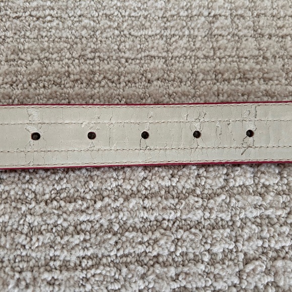 VTG Talbots Belt Womens Medium Leather USA Navy Red Polished Brass. 1.25” wide - Picture 7 of 10